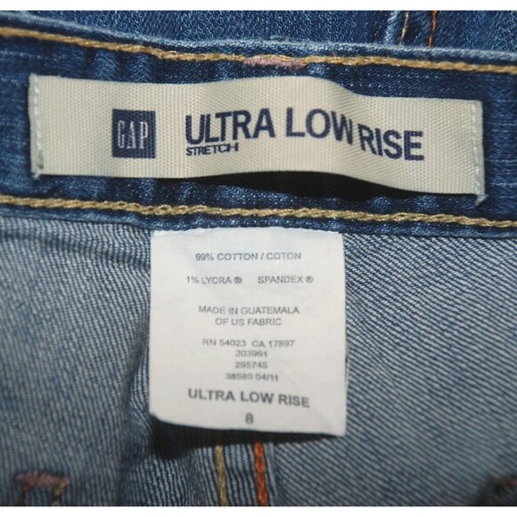 Gap Ladies Denim Blue Jeans Size 8 Ultra Low Rise Stretch Wide Leg Bootcut - Picture 6 of 8